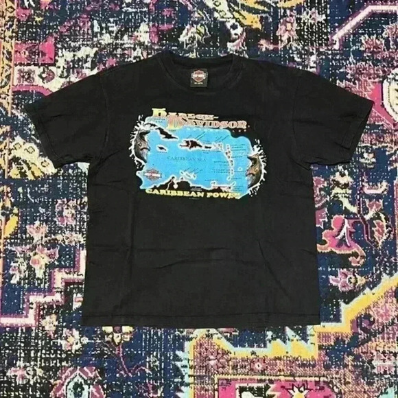 2005 Harley‎ Davidson Men's Black Aruba Dutch Caribbean T-Shirt Size Large - Picture 1 of 2